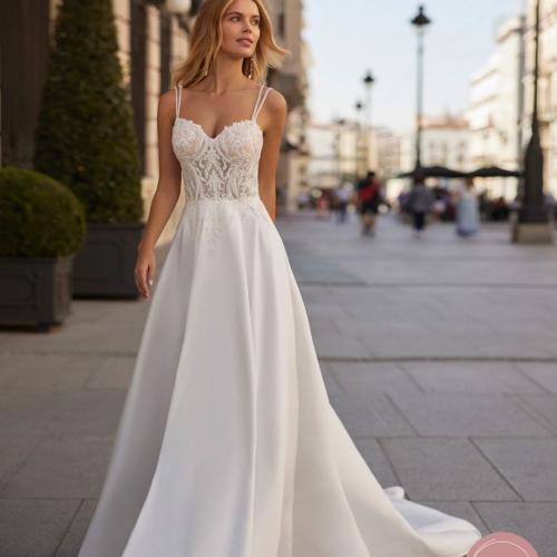 Robe de mariée Princesse satin dentelle perles corsage luna novias - Marie Et Vous